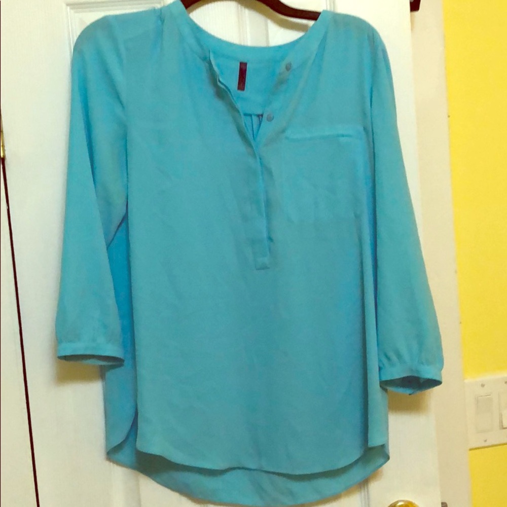 NYDJ blue blouse with hidden buttons
